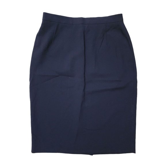 Escada NWT Navy Blue Pencil Skirt Virgin Wool Straight Solid Medium 38 - Picture 1 of 6